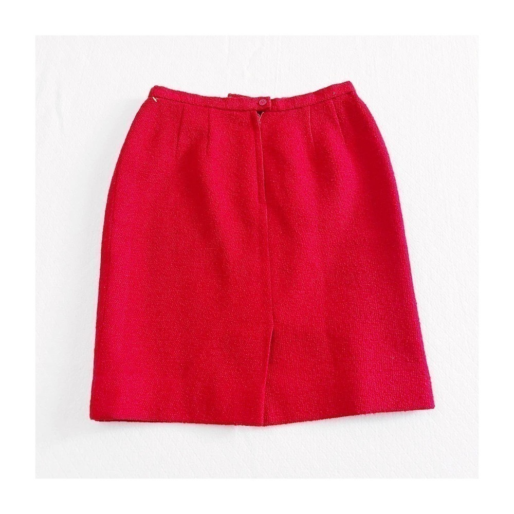 Carlisle Red Wool Pencil Skirt Back Slit SZ6